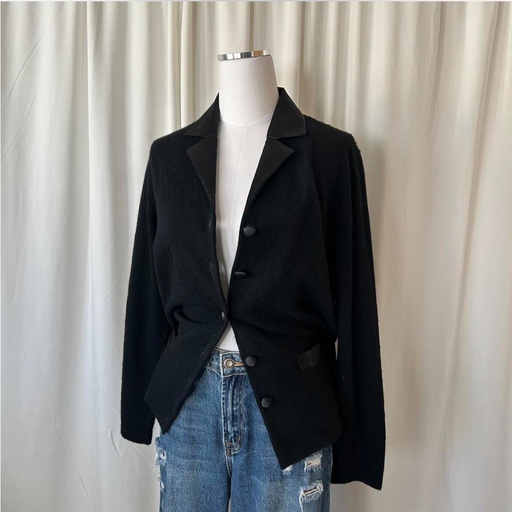 Vintage Outlander Wool button-up Cardigan sweater black Large. - Picture 5 of 8